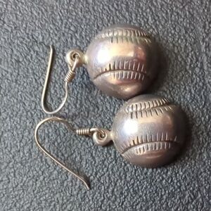 Sterling silver baseball earrings Signed
